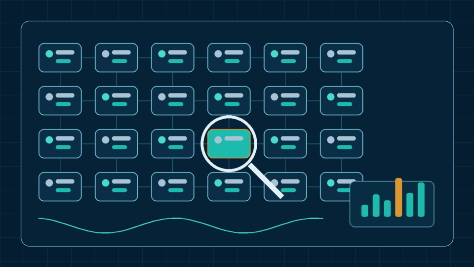 Editorial illustration of a diagnostic testing grid isolating individual modules representing finding slow WordPress plugins