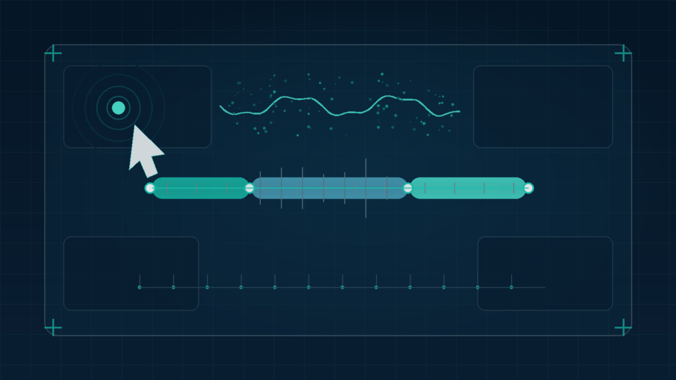 Editorial illustration of a timeline diagram showing input delay, processing, and presentation phases representing Interaction to Next Paint