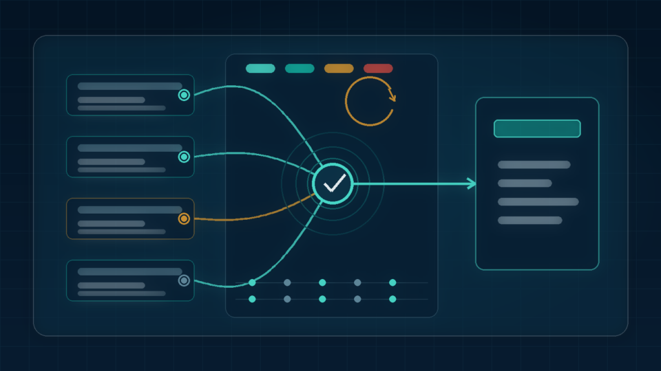 Editorial illustration of URL routing paths converging on one destination node representing canonical URLs and redirects in WordPress