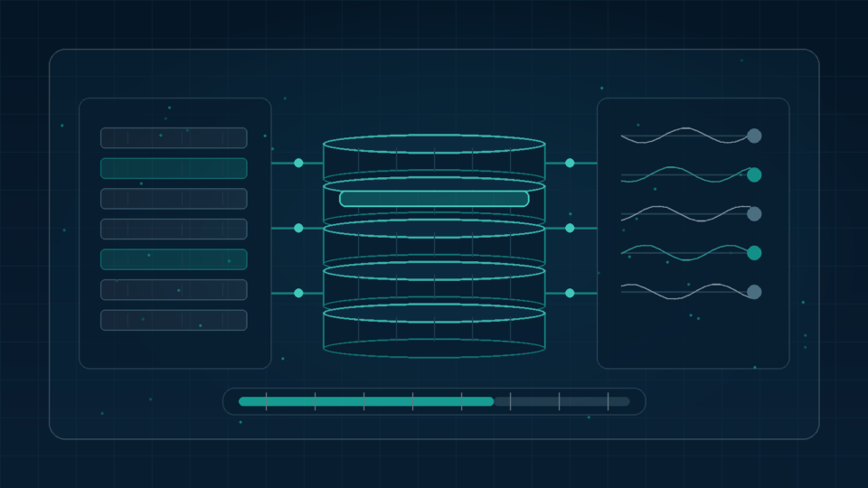 Editorial illustration of interconnected database table diagrams with an autoload indicator representing WordPress database optimization
