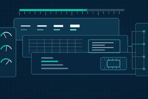 Editorial illustration of layered typography, style sheet, and script panels representing WordPress front-end asset weight
