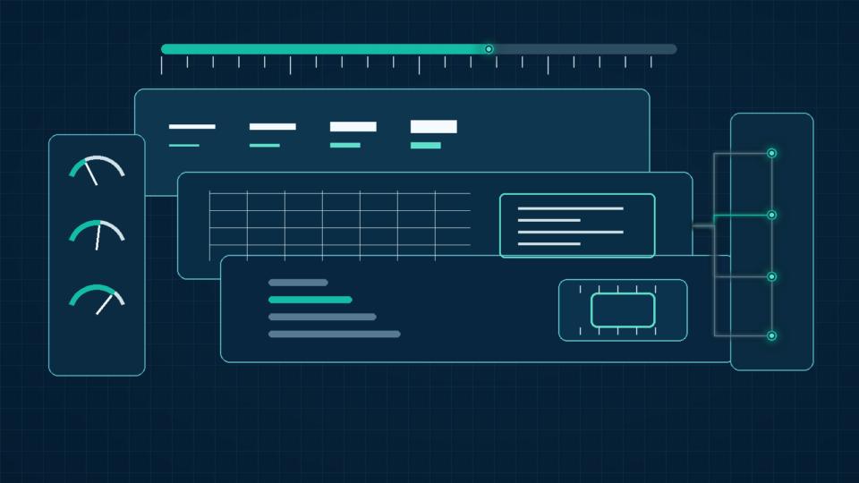 Editorial illustration of layered typography, style sheet, and script panels representing WordPress front-end asset weight